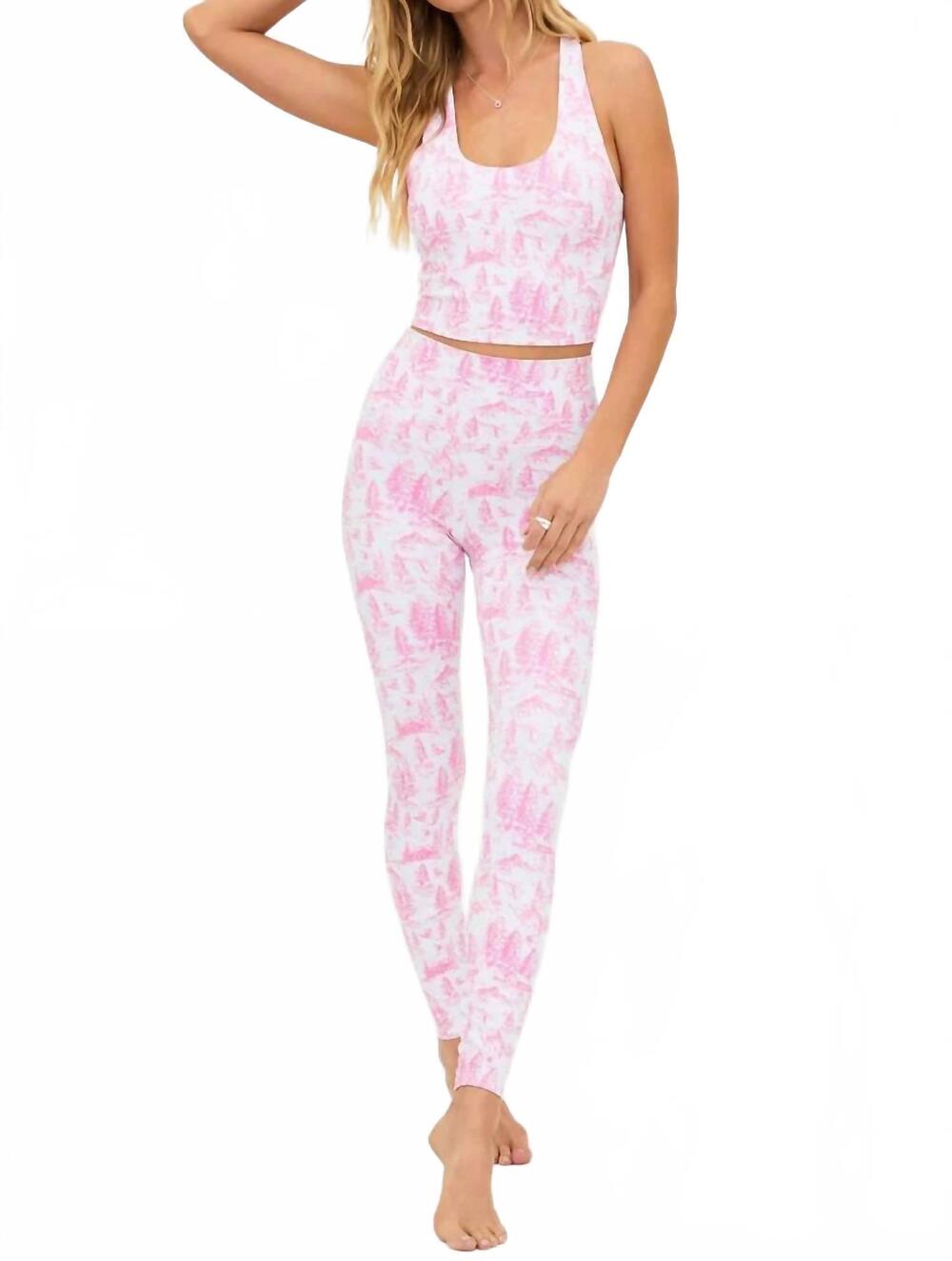NEW BEACH RIOT piper print leggings in powder pink